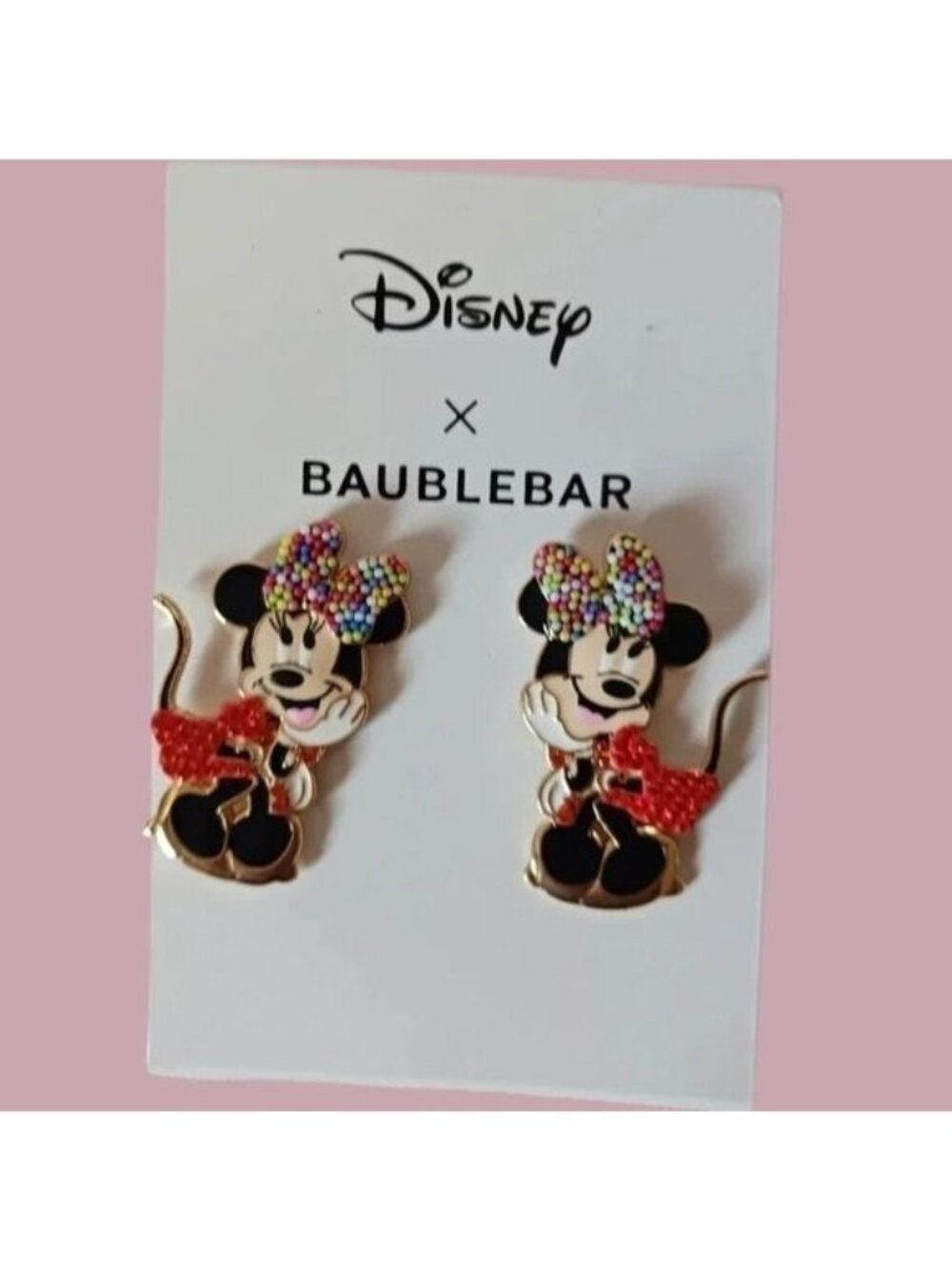Disney BaubleBar Minnie Mouse & Head  stud earrings Gold/Multicolor - Picture 2 of 4